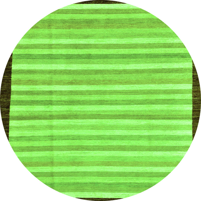 Round Machine Washable Abstract Green Modern Area Rugs, wshabs90grn