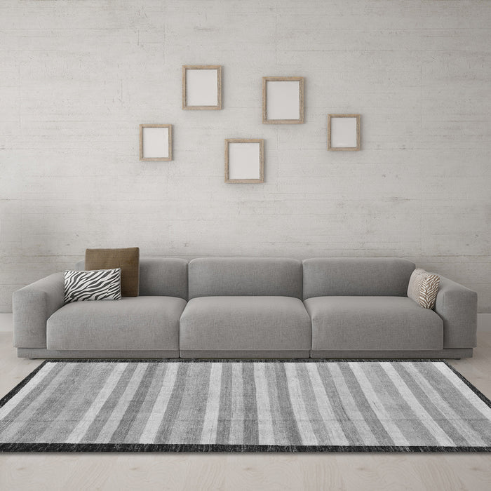 Machine Washable Abstract Gray Modern Rug in a Living Room,, wshabs90gry