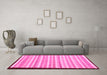 Machine Washable Abstract Pink Modern Rug in a Living Room, wshabs90pnk