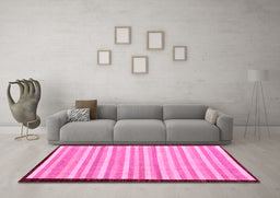 Machine Washable Abstract Pink Modern Rug in a Living Room, wshabs90pnk