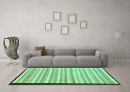 Machine Washable Abstract Turquoise Modern Area Rugs in a Living Room,, wshabs90turq