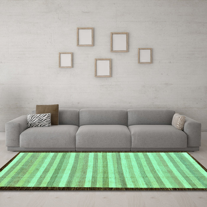 Machine Washable Abstract Turquoise Modern Area Rugs in a Living Room,, wshabs90turq