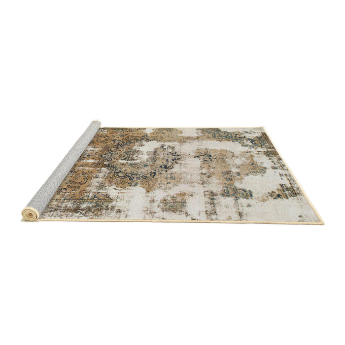 Sideview of Machine Washable Abstract Dark Almond Brown Rug, wshabs910