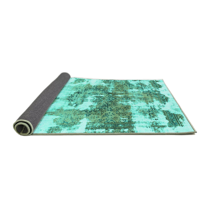 Sideview of Abstract Turquoise Modern Rug, abs910turq