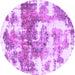 Round Machine Washable Abstract Purple Modern Area Rugs, wshabs910pur