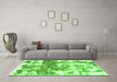 Machine Washable Abstract Green Modern Area Rugs in a Living Room,, wshabs910grn