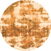 Round Machine Washable Abstract Orange Modern Area Rugs, wshabs910org