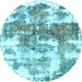 Round Abstract Light Blue Modern Rug, abs910lblu