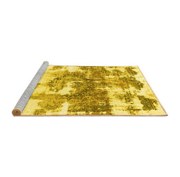 Sideview of Machine Washable Abstract Yellow Modern Rug, wshabs910yw