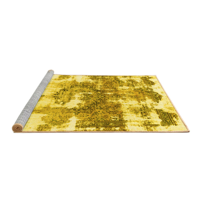 Sideview of Machine Washable Abstract Yellow Modern Rug, wshabs910yw