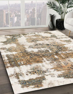 Machine Washable Abstract Dark Almond Brown Rug in a Family Room, wshabs910