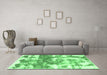 Machine Washable Abstract Emerald Green Modern Area Rugs in a Living Room,, wshabs910emgrn