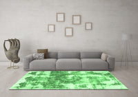 Machine Washable Abstract Emerald Green Modern Rug, wshabs910emgrn