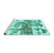 Sideview of Machine Washable Abstract Turquoise Modern Area Rugs, wshabs910turq