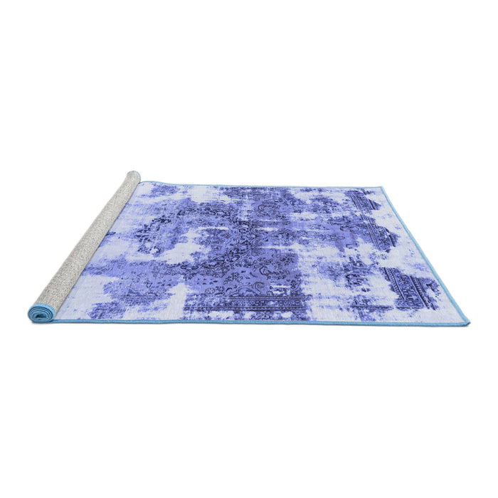 Sideview of Machine Washable Abstract Blue Modern Rug, wshabs910blu