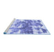 Sideview of Machine Washable Abstract Blue Modern Rug, wshabs910blu