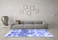 Machine Washable Abstract Blue Modern Rug, wshabs910blu