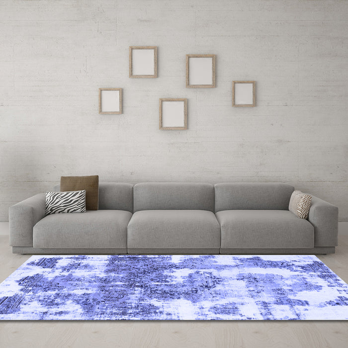 Machine Washable Abstract Blue Modern Rug in a Living Room, wshabs910blu