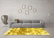 Machine Washable Abstract Yellow Modern Rug in a Living Room, wshabs910yw