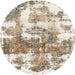 Round Abstract Dark Almond Brown Modern Rug, abs910