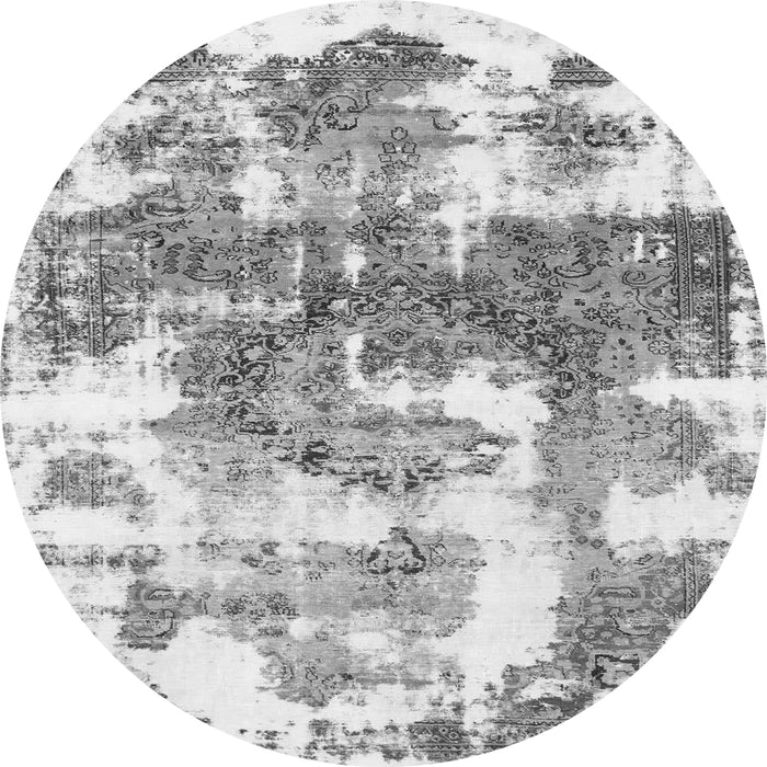 Round Machine Washable Abstract Gray Modern Rug, wshabs910gry