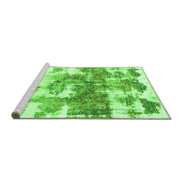 Sideview of Machine Washable Abstract Green Modern Area Rugs, wshabs910grn