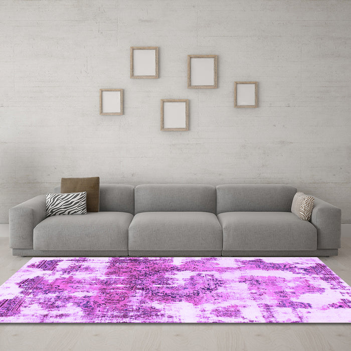 Machine Washable Abstract Purple Modern Area Rugs in a Living Room, wshabs910pur