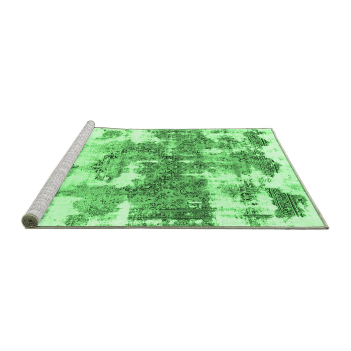 Sideview of Machine Washable Abstract Emerald Green Modern Area Rugs, wshabs910emgrn