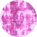 Round Machine Washable Abstract Pink Modern Rug, wshabs910pnk