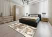 Abstract Dark Almond Brown Modern Rug in a Bedroom, abs910