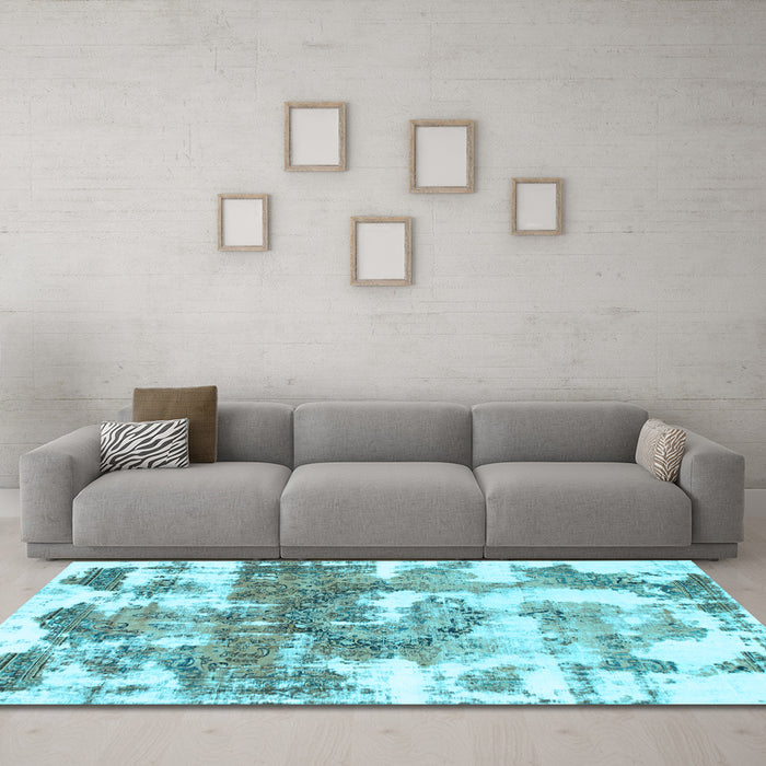Machine Washable Abstract Light Blue Modern Rug in a Living Room, wshabs910lblu