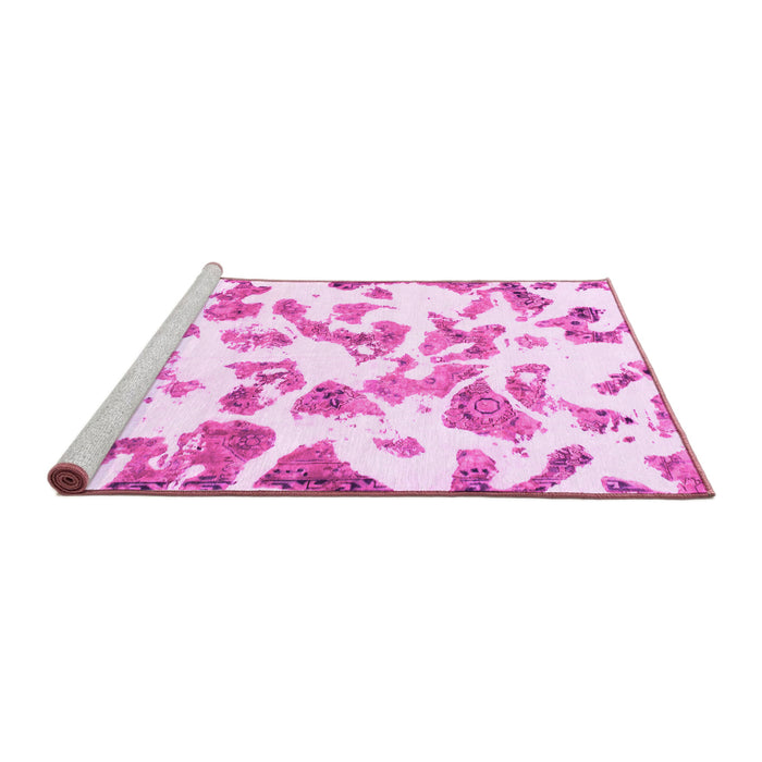 Sideview of Machine Washable Abstract Pink Modern Rug, wshabs911pnk