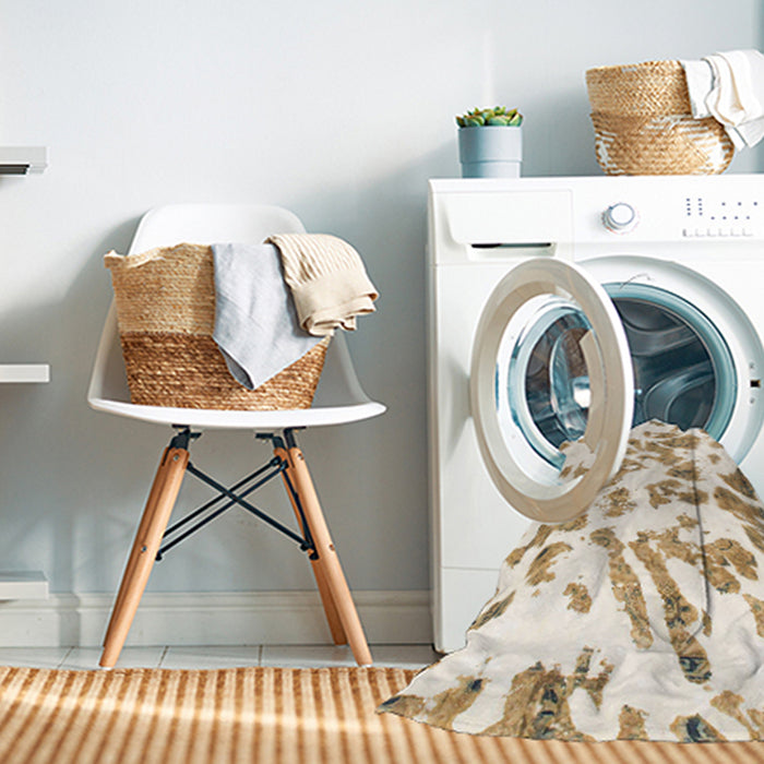 Machine Washable Abstract Blanched Almond Beige Rug in a Washing Machine, wshabs911