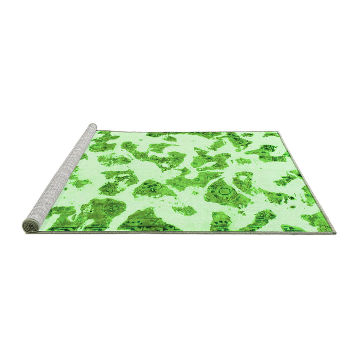 Sideview of Machine Washable Abstract Green Modern Area Rugs, wshabs911grn