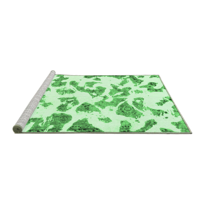 Sideview of Machine Washable Abstract Emerald Green Modern Area Rugs, wshabs911emgrn