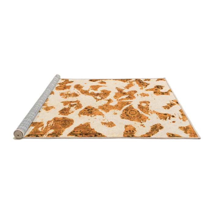 Sideview of Machine Washable Abstract Orange Modern Area Rugs, wshabs911org