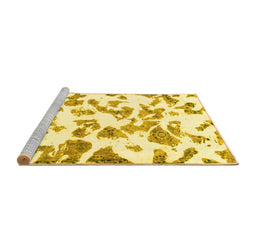 Sideview of Machine Washable Abstract Yellow Modern Rug, wshabs911yw