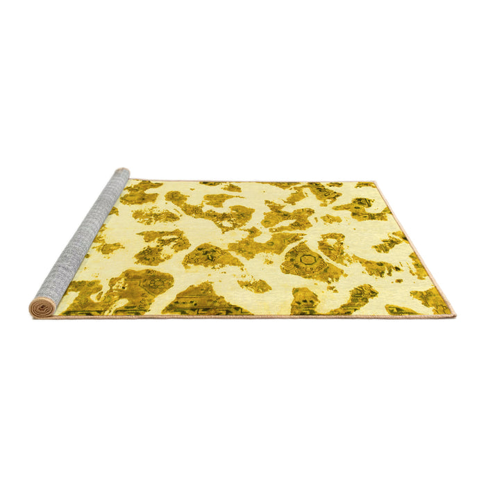 Sideview of Machine Washable Abstract Yellow Modern Rug, wshabs911yw