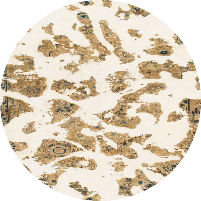 Round Machine Washable Abstract Blanched Almond Beige Rug, wshabs911