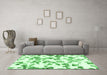 Machine Washable Abstract Emerald Green Modern Area Rugs in a Living Room,, wshabs911emgrn