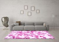 Machine Washable Abstract Pink Modern Rug, wshabs911pnk