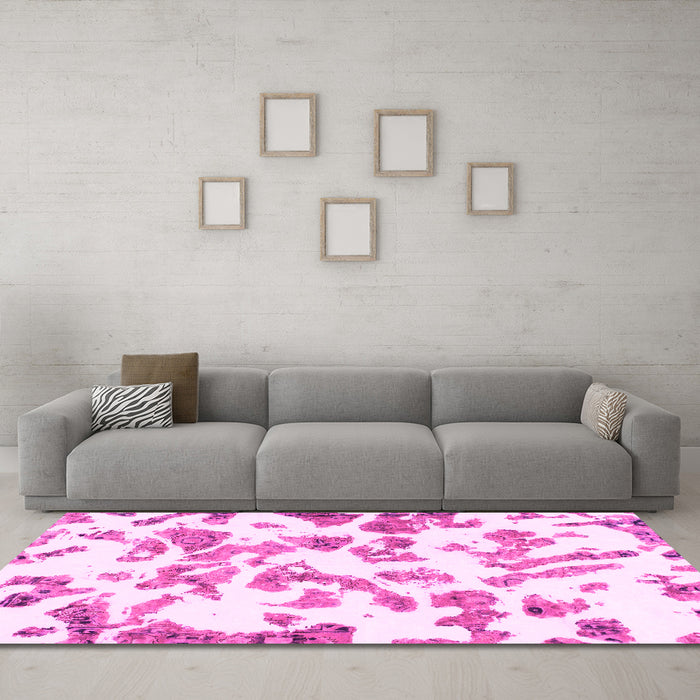 Machine Washable Abstract Pink Modern Rug in a Living Room, wshabs911pnk