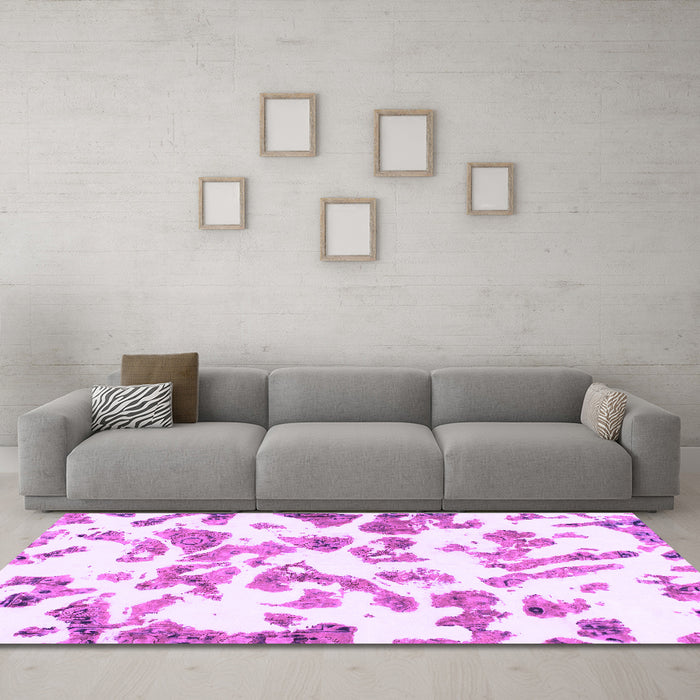 Machine Washable Abstract Purple Modern Area Rugs in a Living Room, wshabs911pur