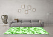 Machine Washable Abstract Green Modern Area Rugs in a Living Room,, wshabs911grn