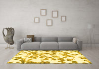 Machine Washable Abstract Yellow Modern Rug, wshabs911yw