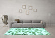 Machine Washable Abstract Turquoise Modern Area Rugs in a Living Room,, wshabs911turq