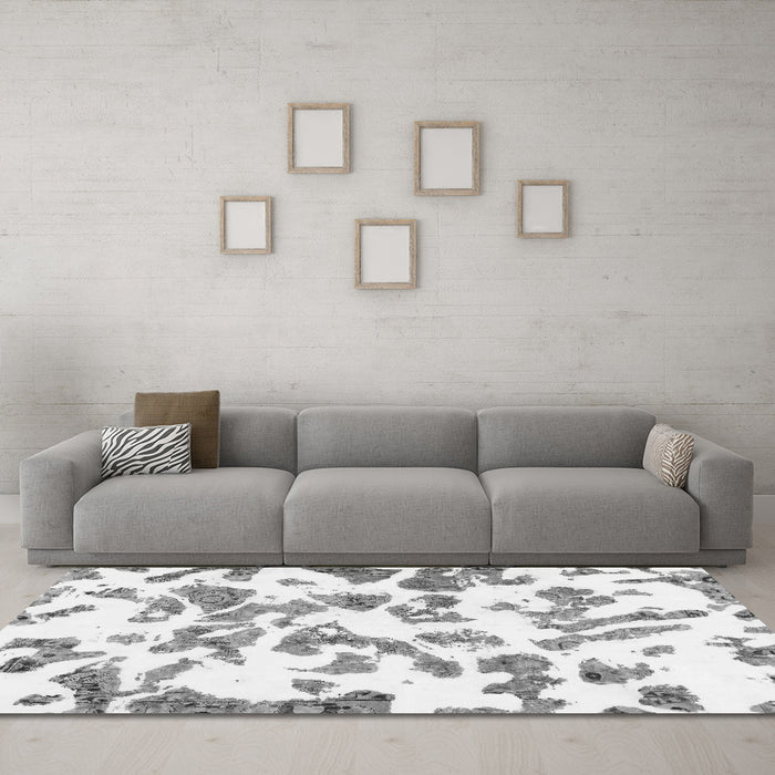 Machine Washable Abstract Gray Modern Rug in a Living Room,, wshabs911gry