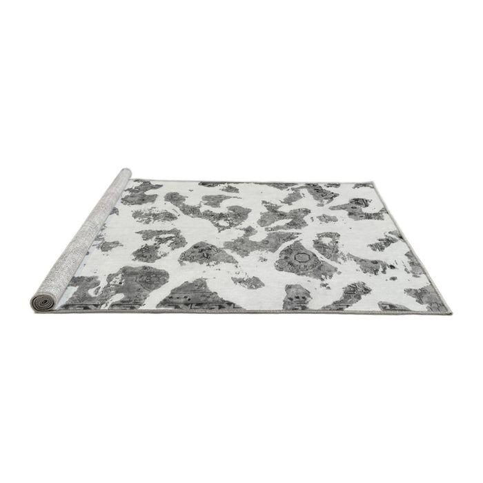 Sideview of Machine Washable Abstract Gray Modern Rug, wshabs911gry