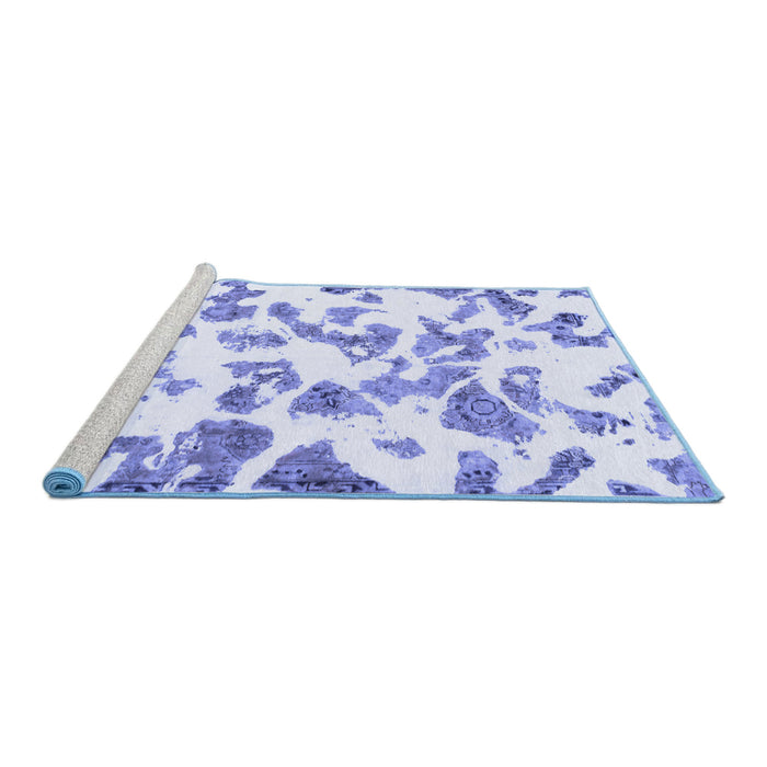Sideview of Machine Washable Abstract Blue Modern Rug, wshabs911blu