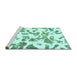 Sideview of Machine Washable Abstract Turquoise Modern Area Rugs, wshabs911turq